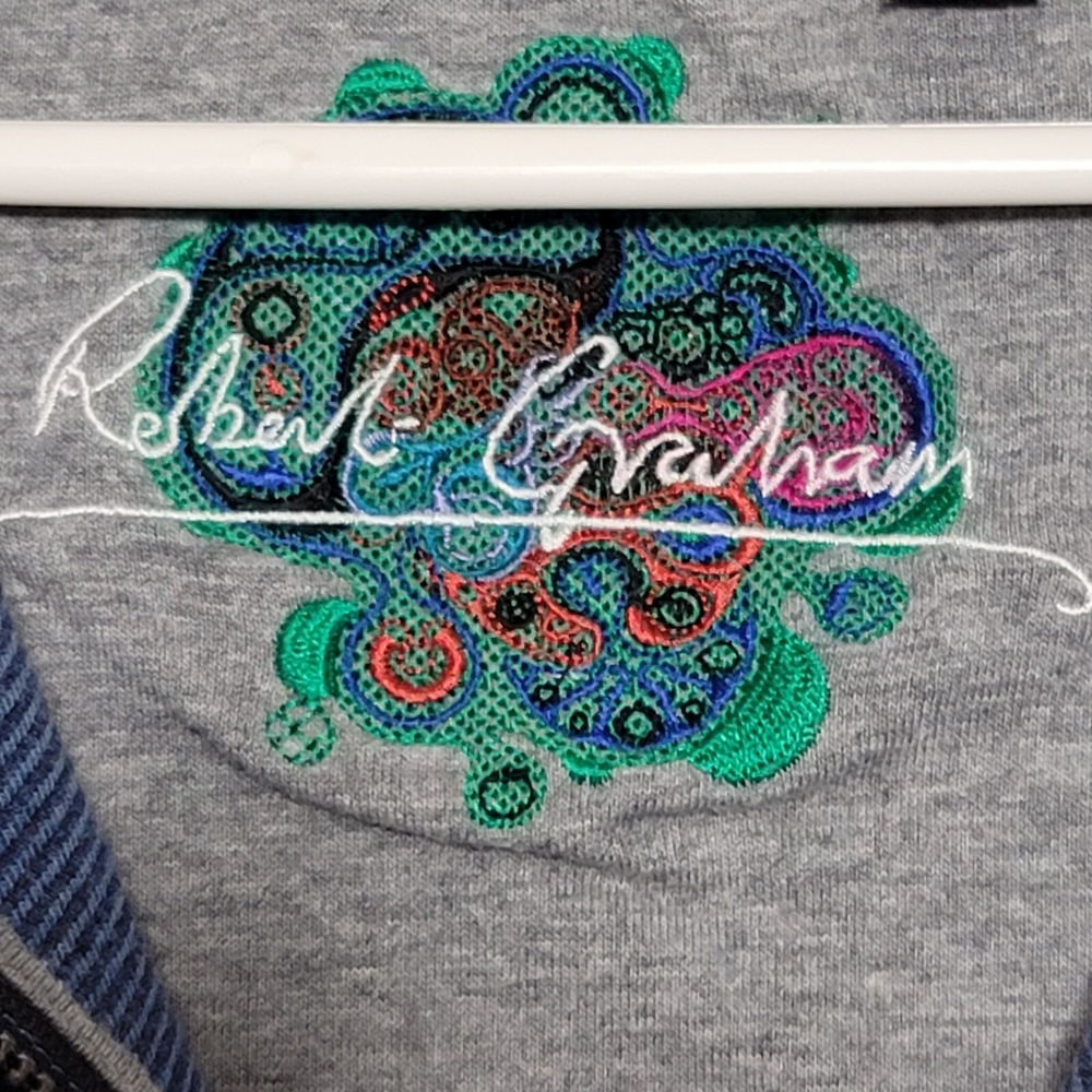 Robert Graham Mens Sweater Sz 2XL Blue 1/4 Zip Up Jacket Classic Fit - Picture 3 of 11